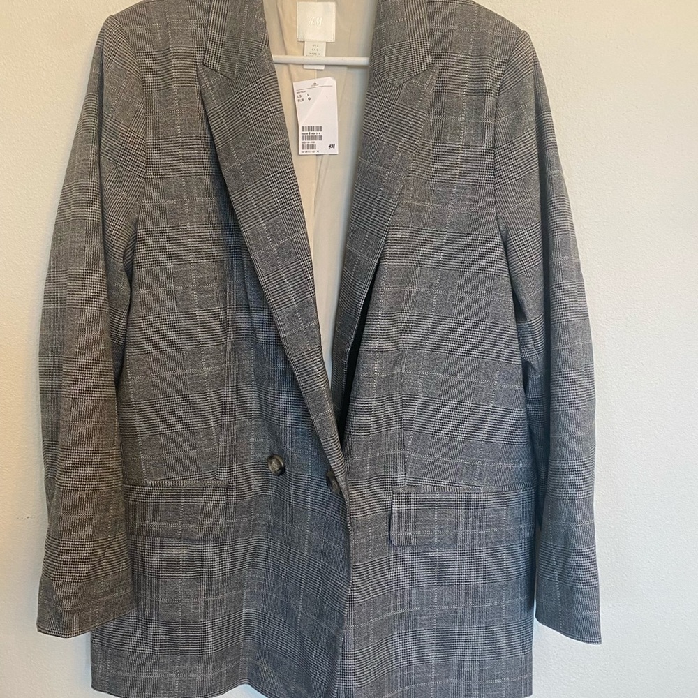 H&M Oversized Plaid Blazer